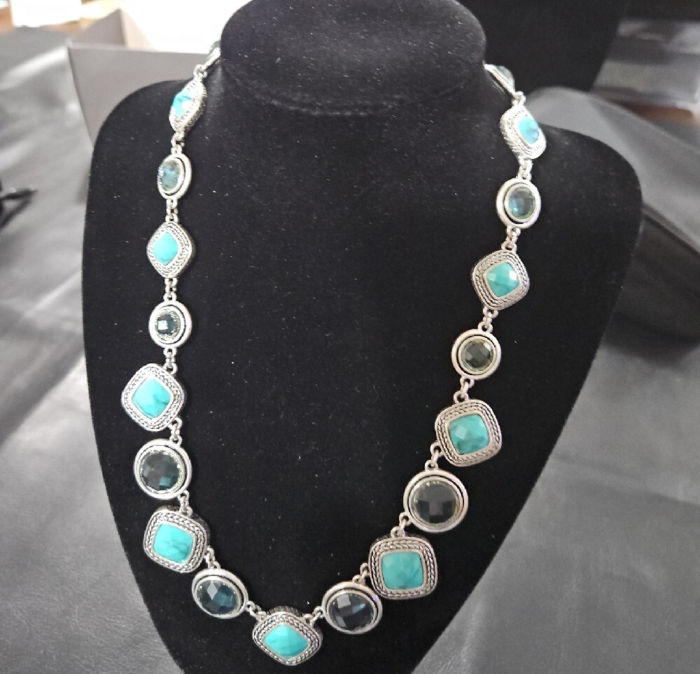 Turquoise and Silver Statement Necklace - Picture 5 of 6